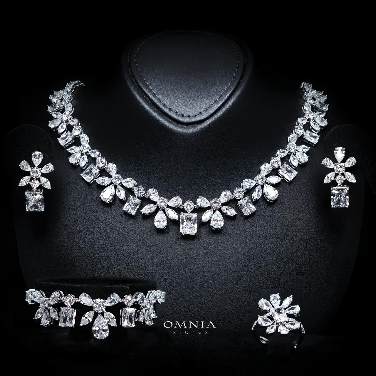 Rizza White Luxury Bridal Full Set with High-Quality Simulated Diamonds – Rhodium Plated