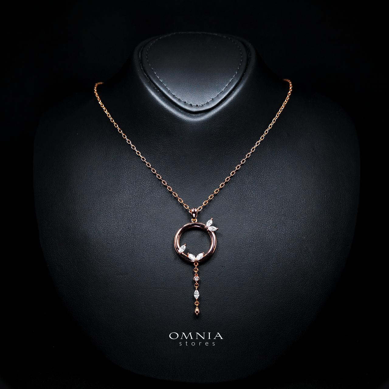 Stacey Rose Gold Premium Rhodium-Plated Alloy Necklace with High-Quality Simulated Diamonds