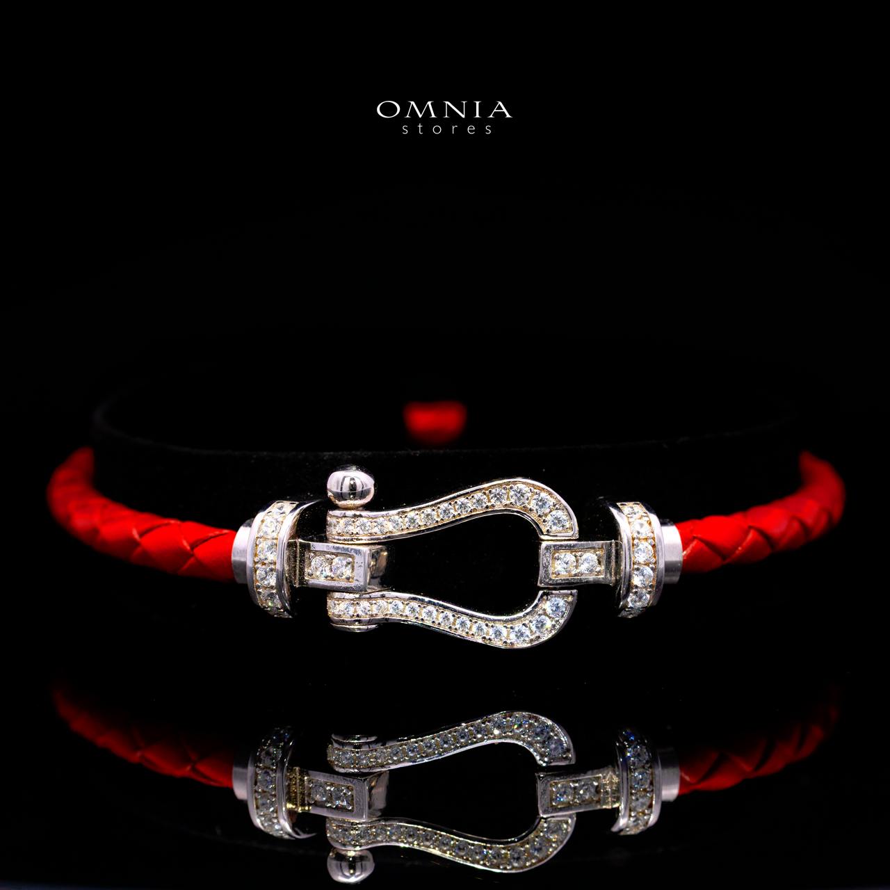 Ayeisa Woven Red Leather Bracelet with Certified High-Quality Premium Simulated Diamonds in 925 Sterling Silver