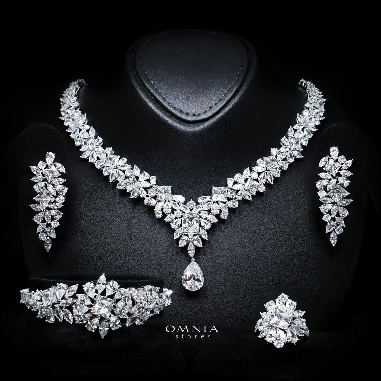 Christine White Luxury Bridal Full Set with High-Quality Simulated Diamonds – Rhodium Plated
