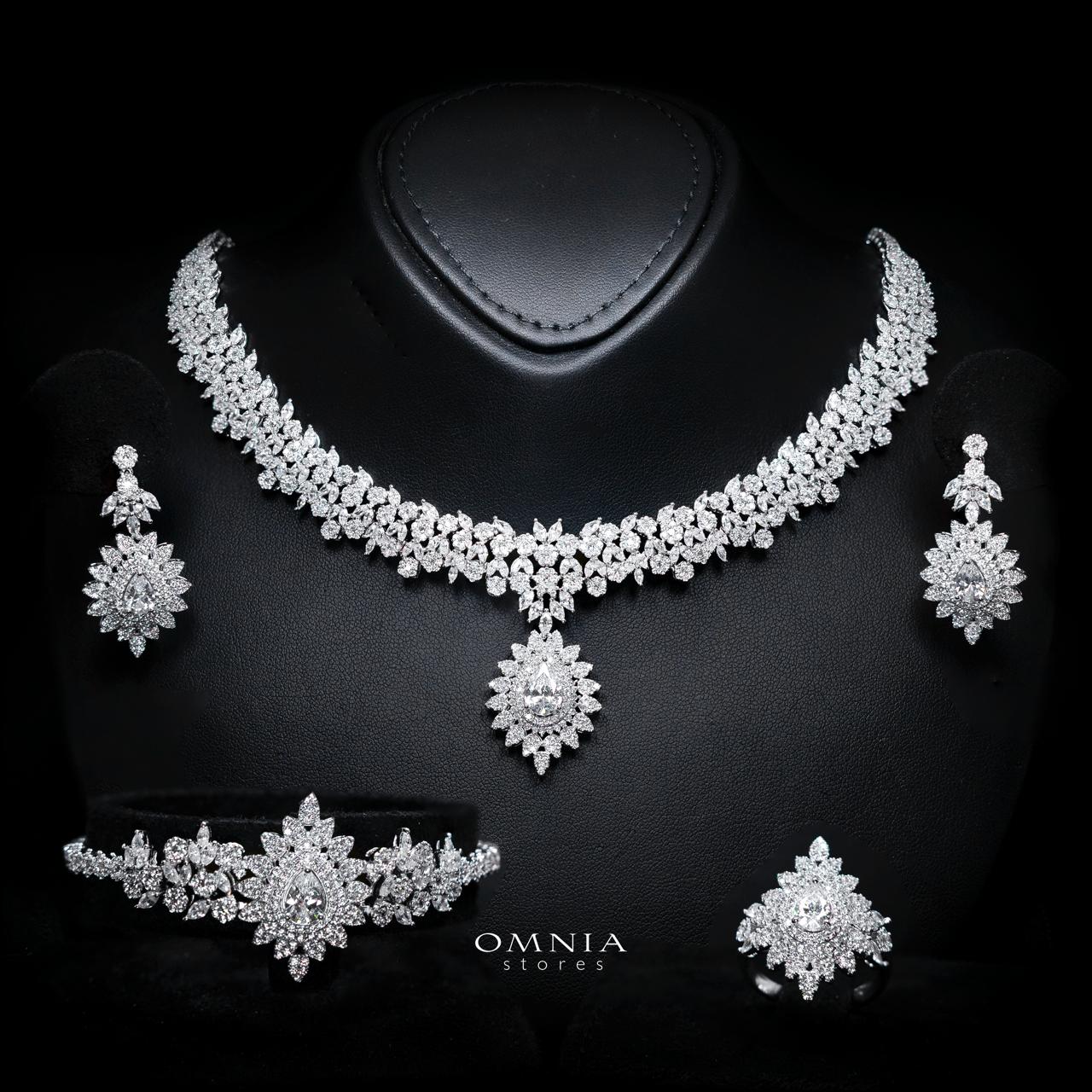 Ayrine White Luxury Bridal Full Set with High-Quality Simulated Diamonds – Rhodium Plated