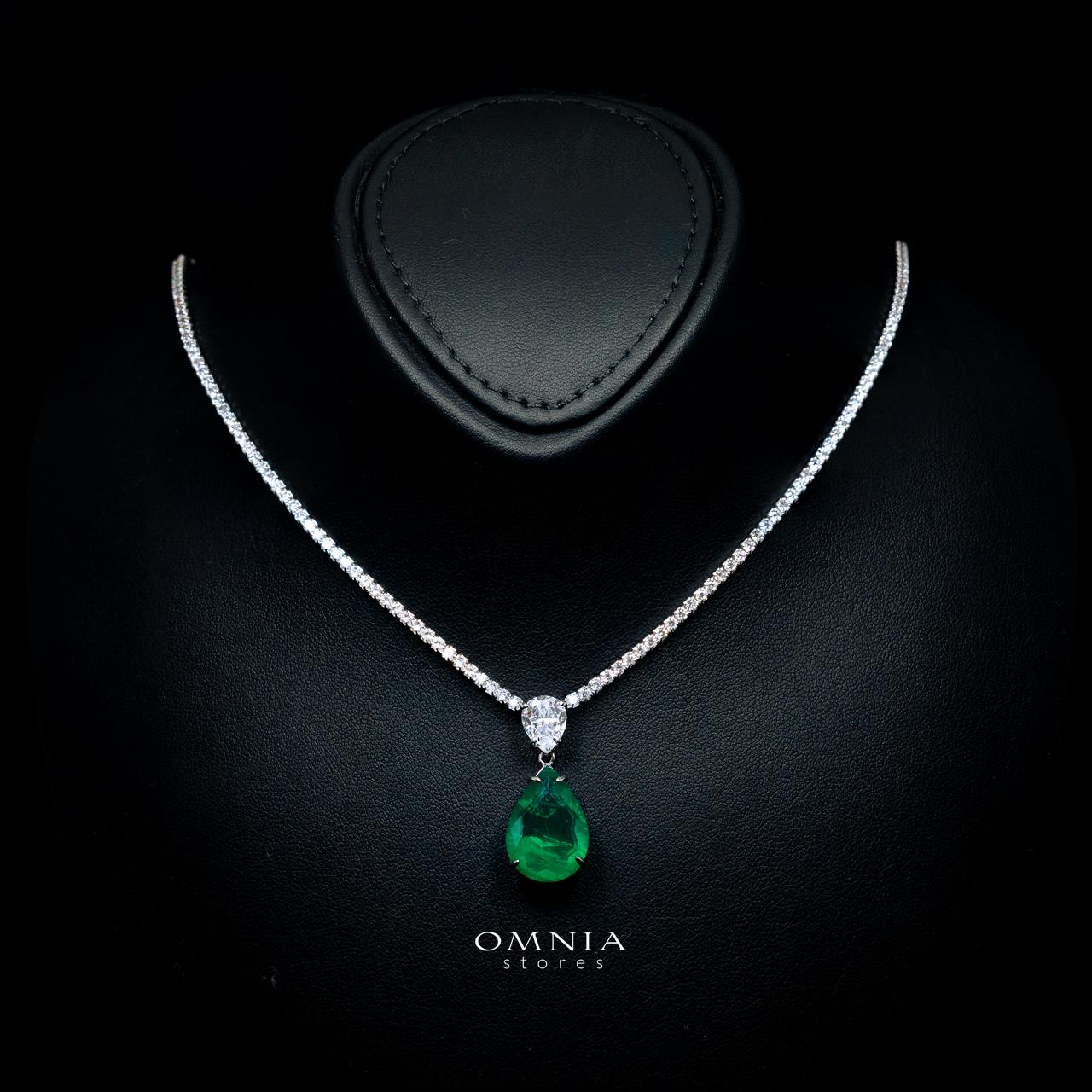 Hiraya Green Necklace with High-Quality Premium Simulated Diamonds in 925 Sterling Silver