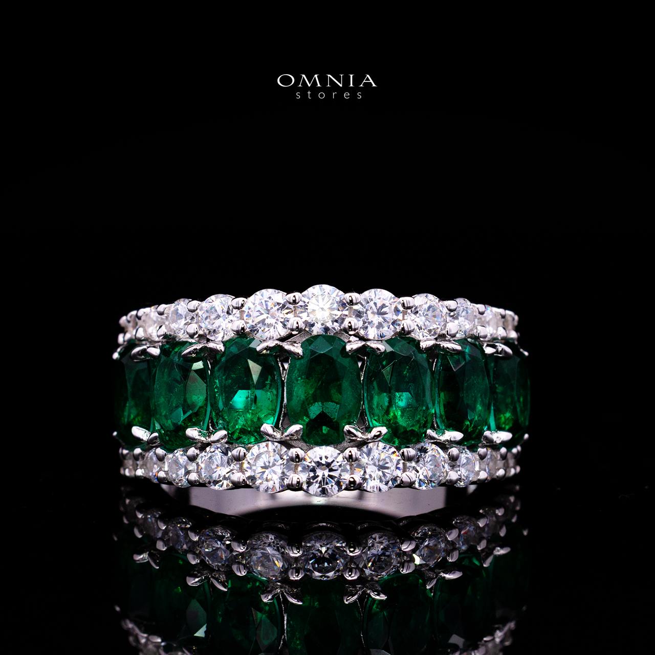 Adesina Green Ring with Certified High-Quality Premium Simulated Diamonds in 925 Sterling Silver
