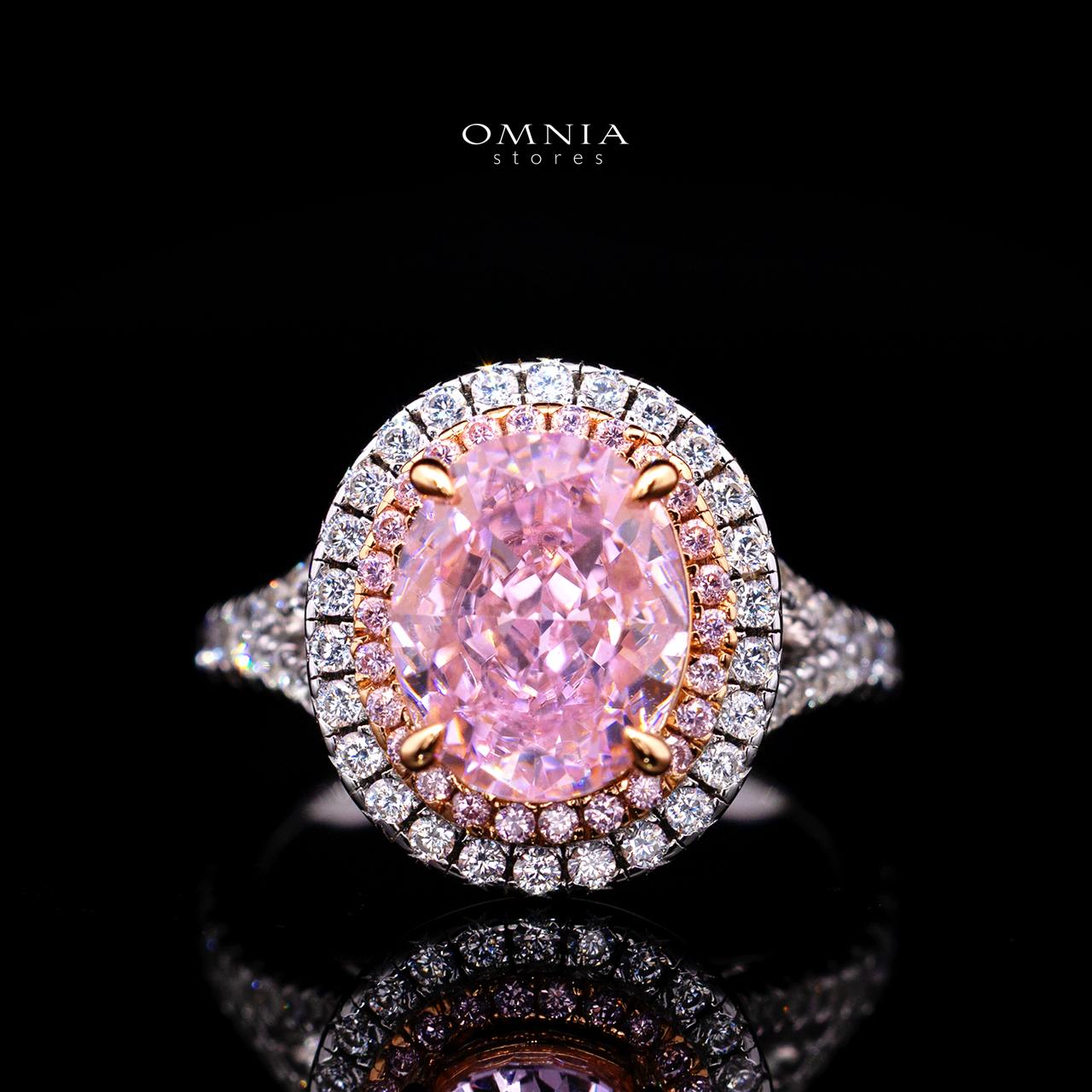 Annie Pink Ring with Certified Premium Simulated Diamonds in 925 Sterling Silver