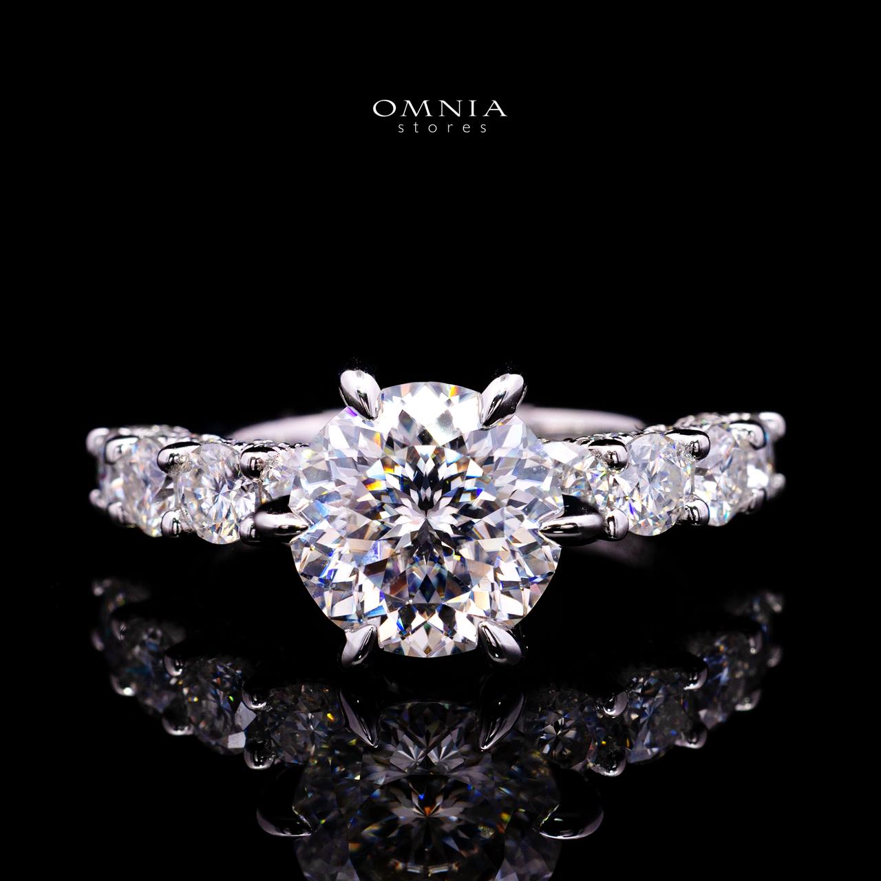 Fabia Ring with Certified High-Quality Premium Simulated Diamonds in 925 Sterling Silver