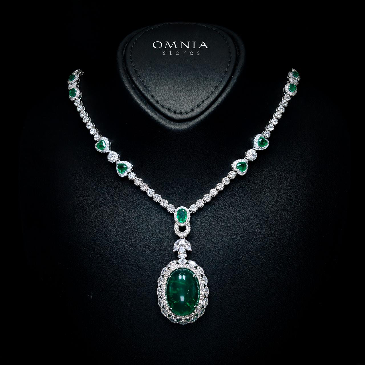 Victoria Green Necklace with High-Quality Premium Simulated Diamonds in 925 Sterling Silver