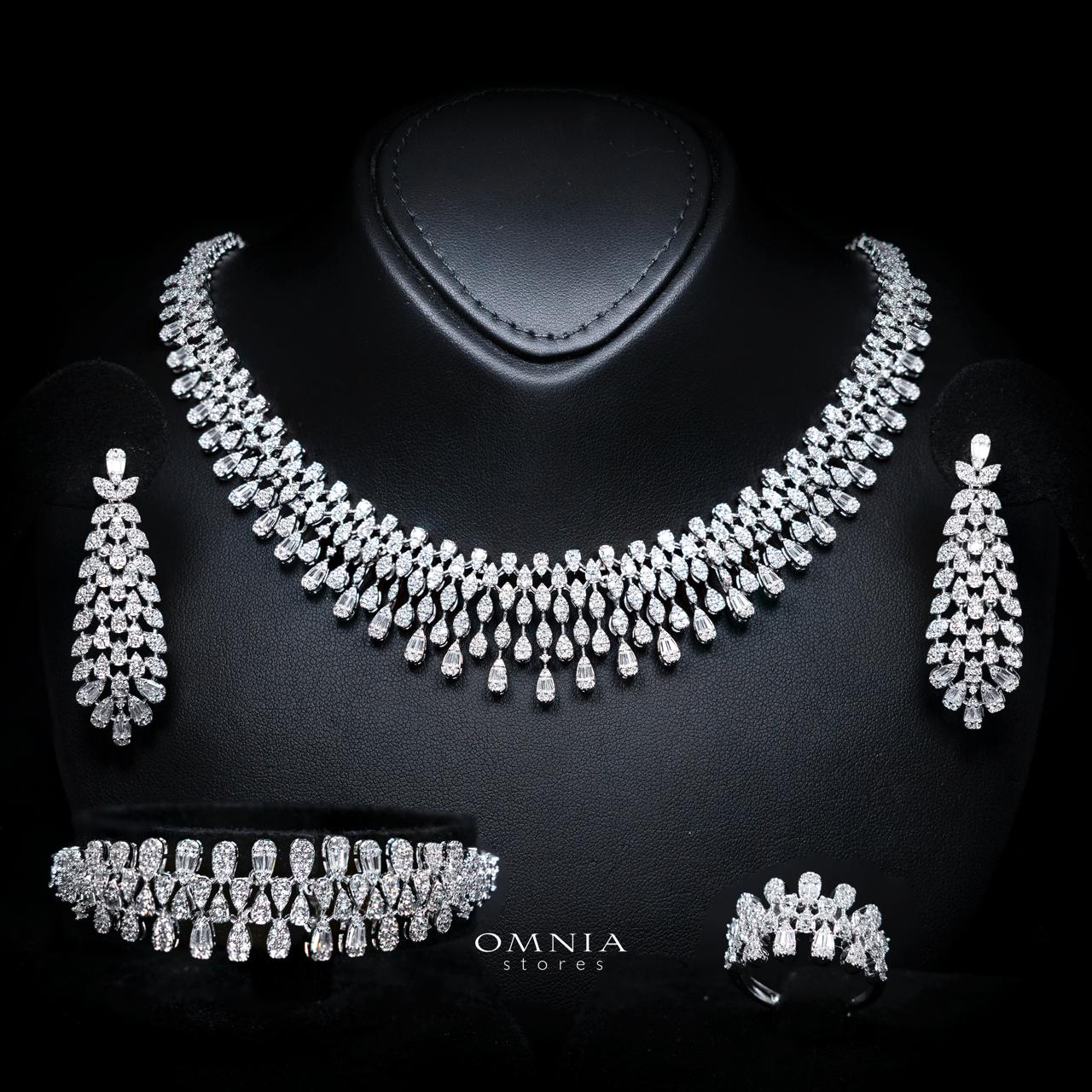 Charmaine Luxury Bridal Full Set with High-Quality Simulated Diamonds – Rhodium Plated