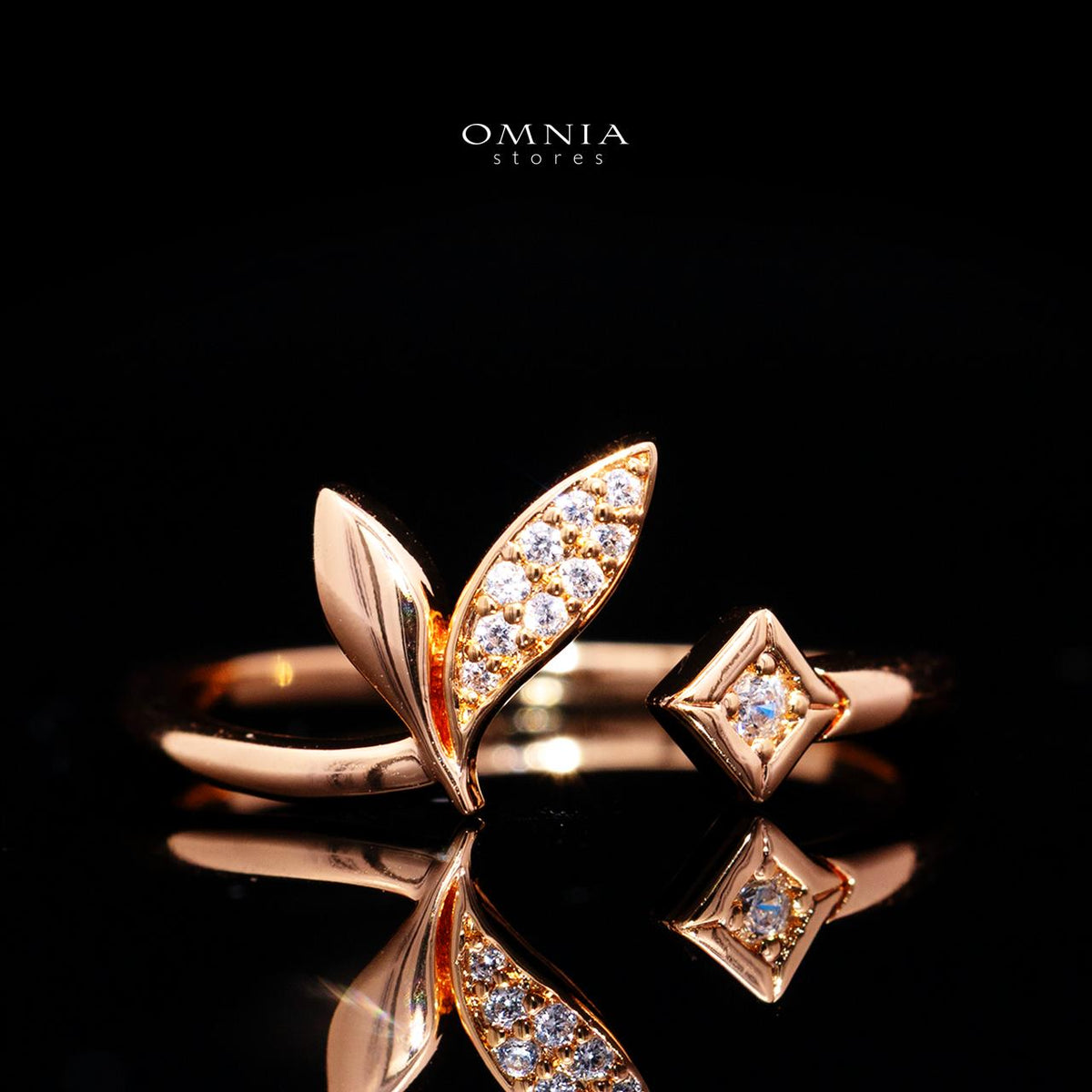 Carla Rose Gold Premium Rhodium-Plated Alloy Ring with High-Quality Simulated Diamonds