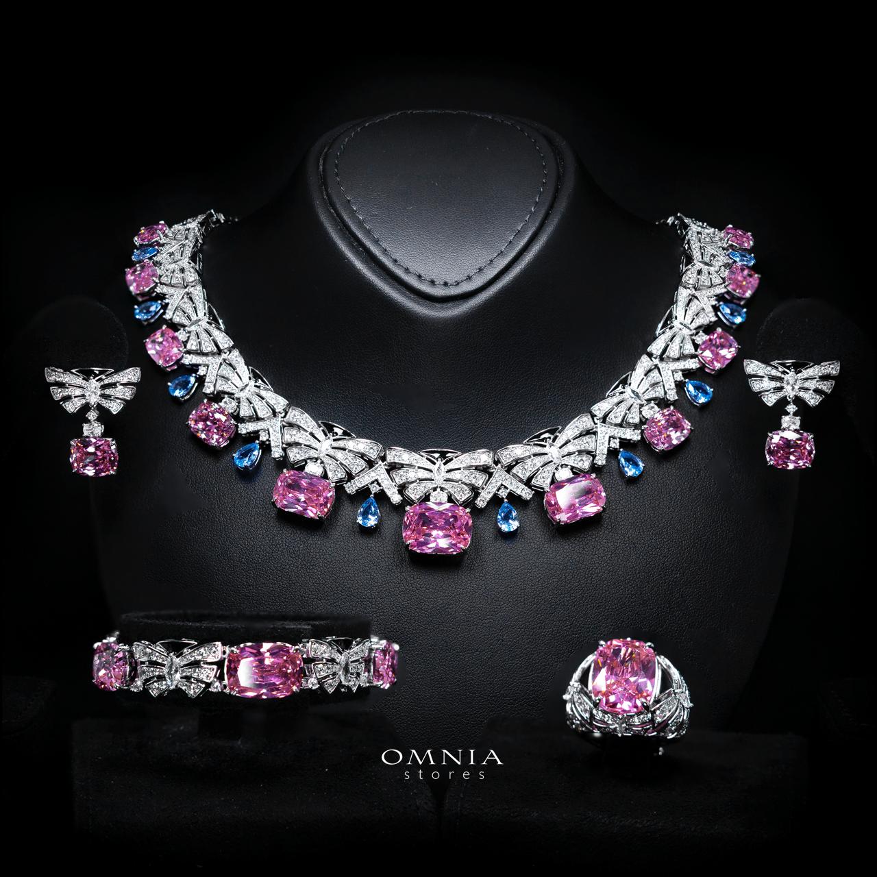 Kenzy Multicolor Luxury Bridal Full Set with High-Quality Simulated Diamonds – Rhodium Plated