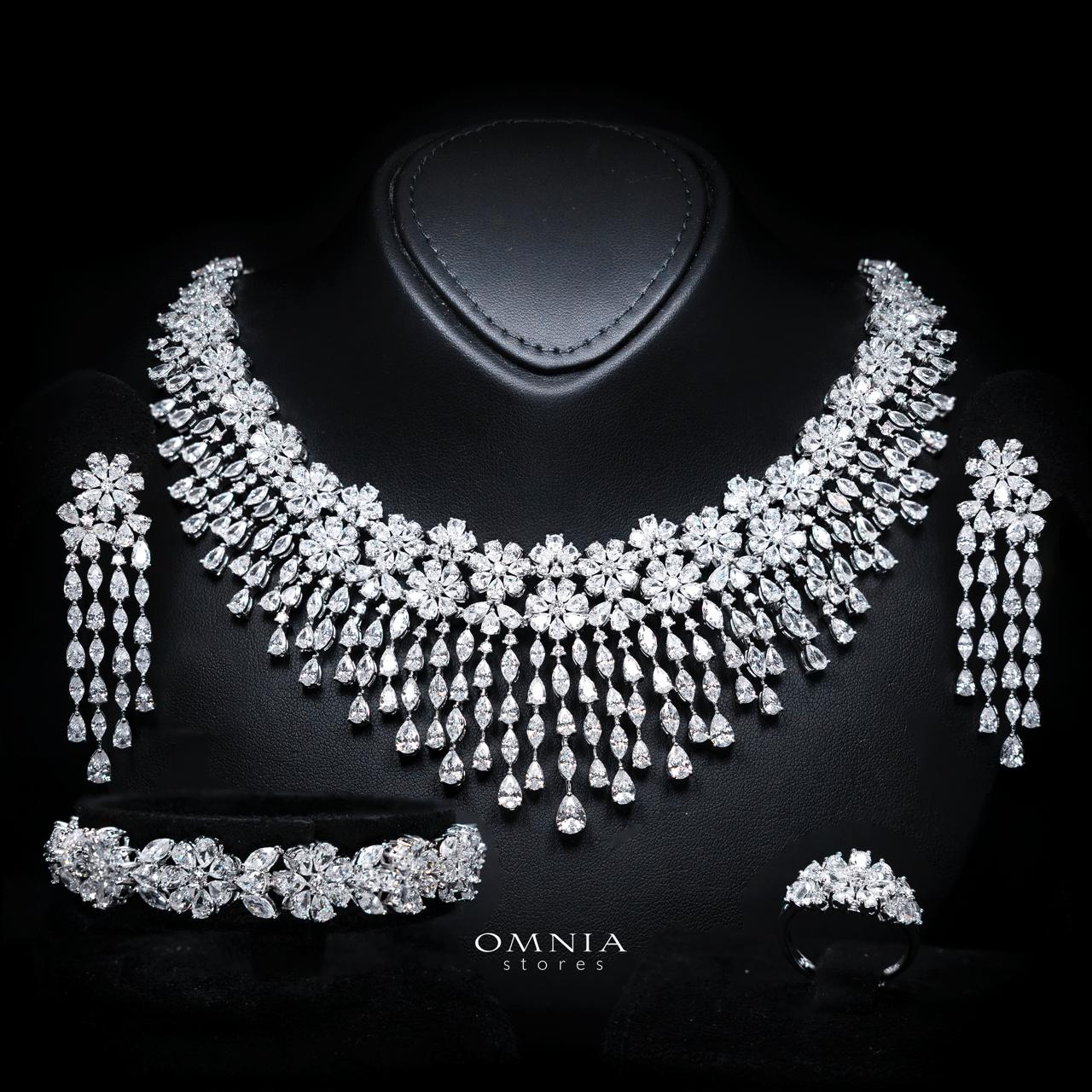 Seema White Luxury Bridal Full Set with High-Quality Simulated Diamonds – Rhodium Plated