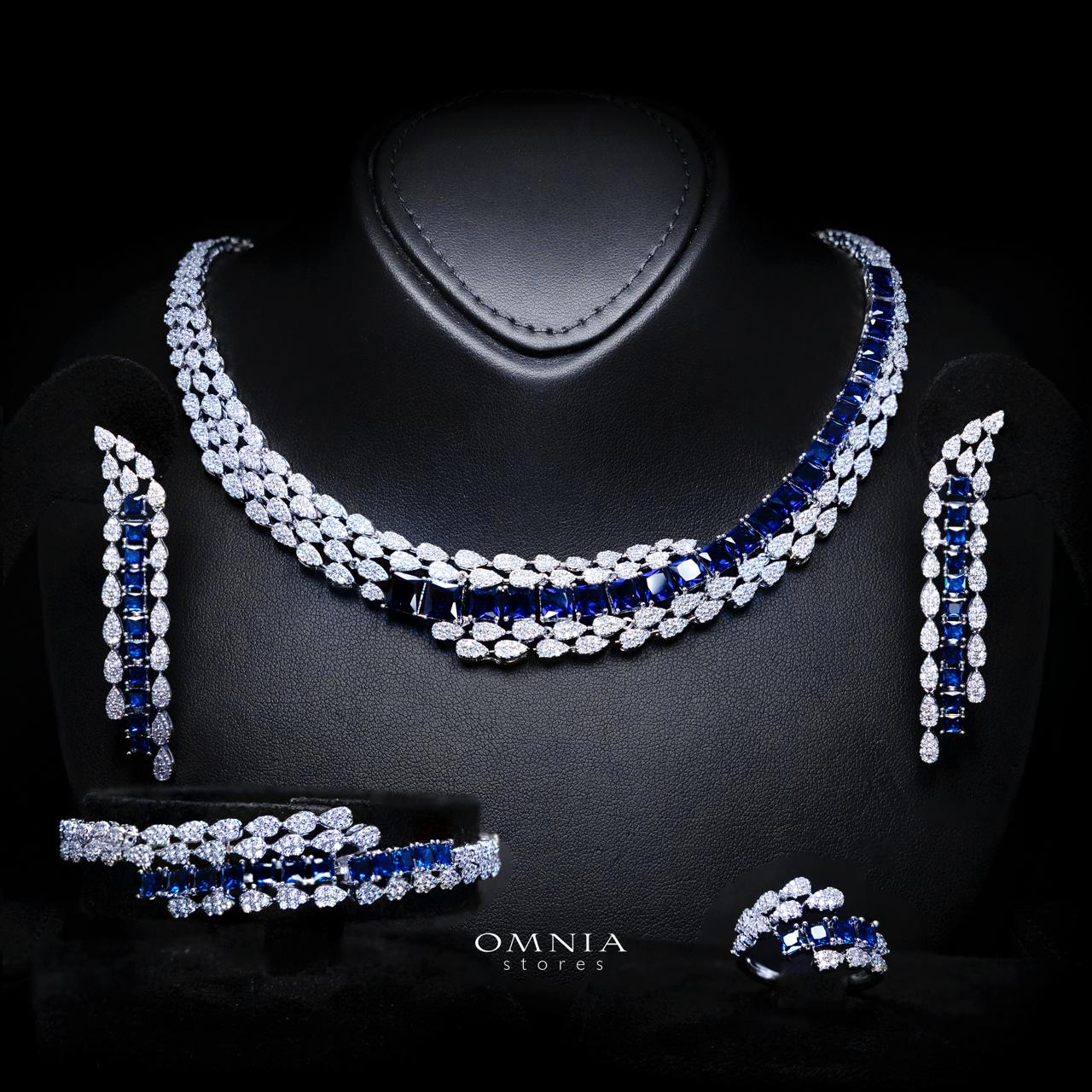 Trinity Blue Luxury Bridal Full Set with High-Quality Simulated Diamonds – Rhodium Plated