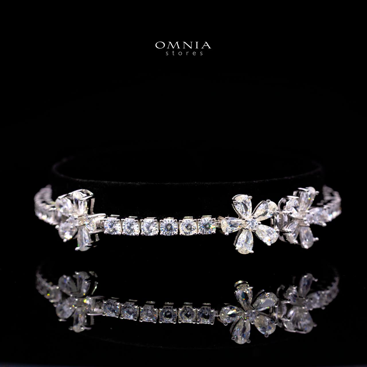 Eunice Floral Bracelet with Certified High-Quality Premium Simulated Diamonds in 925 Sterling Silver