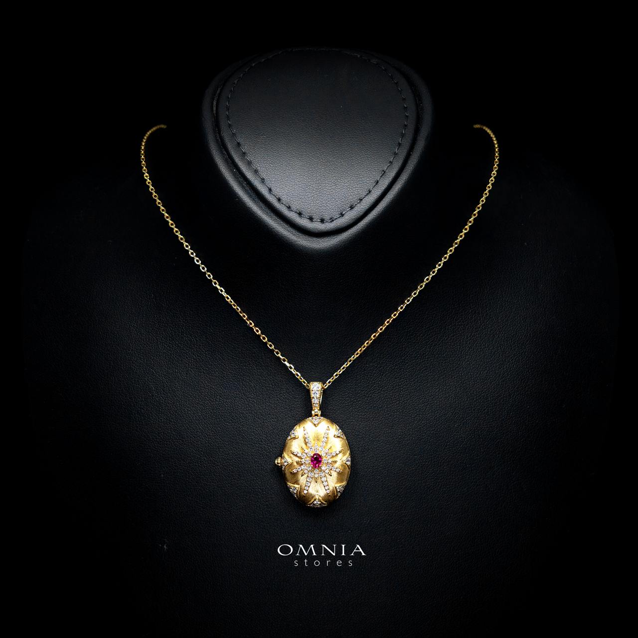 Macy Gold-Plated Necklace with Certified Premium Simulated Diamonds in 925 Sterling Silver