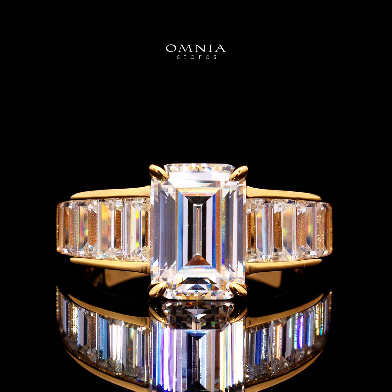 Elisse Gold-Plated Ring with Certified Premium Simulated Diamonds in 925 Sterling Silver