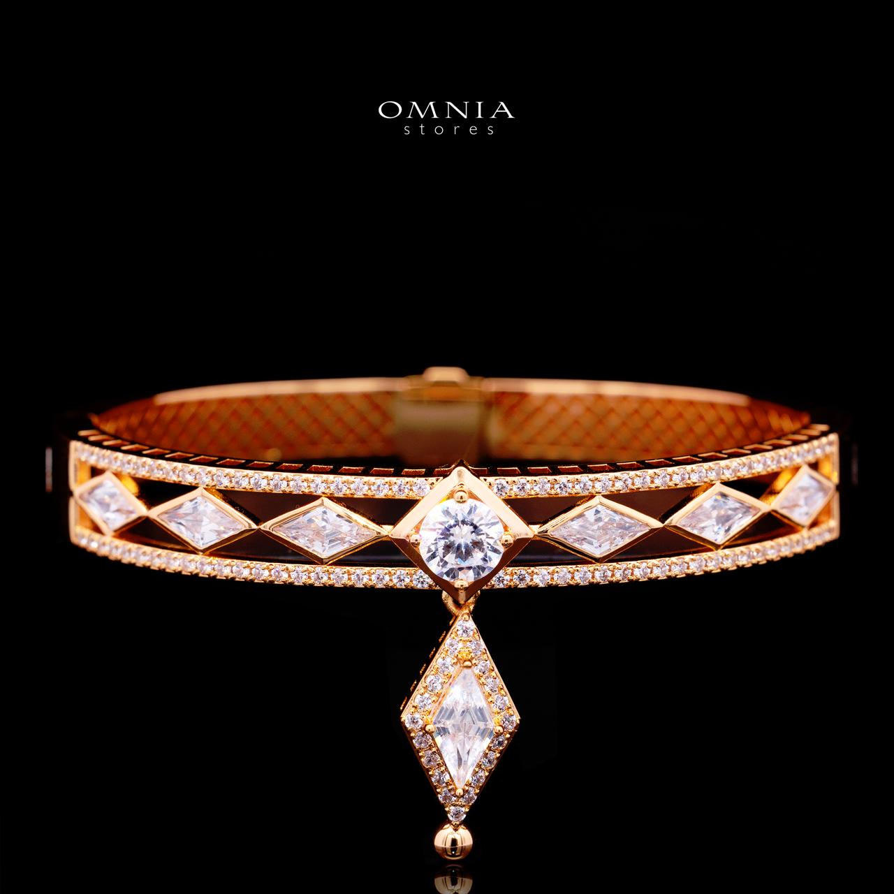 Octavia Rose Gold Premium Rhodium-Plated Alloy Bangle with High-Quality Simulated Diamonds