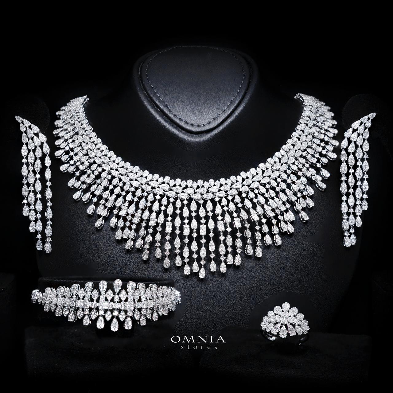 Adaliya Luxury Bridal Full Set with High-Quality Simulated Diamonds – Rhodium Plated
