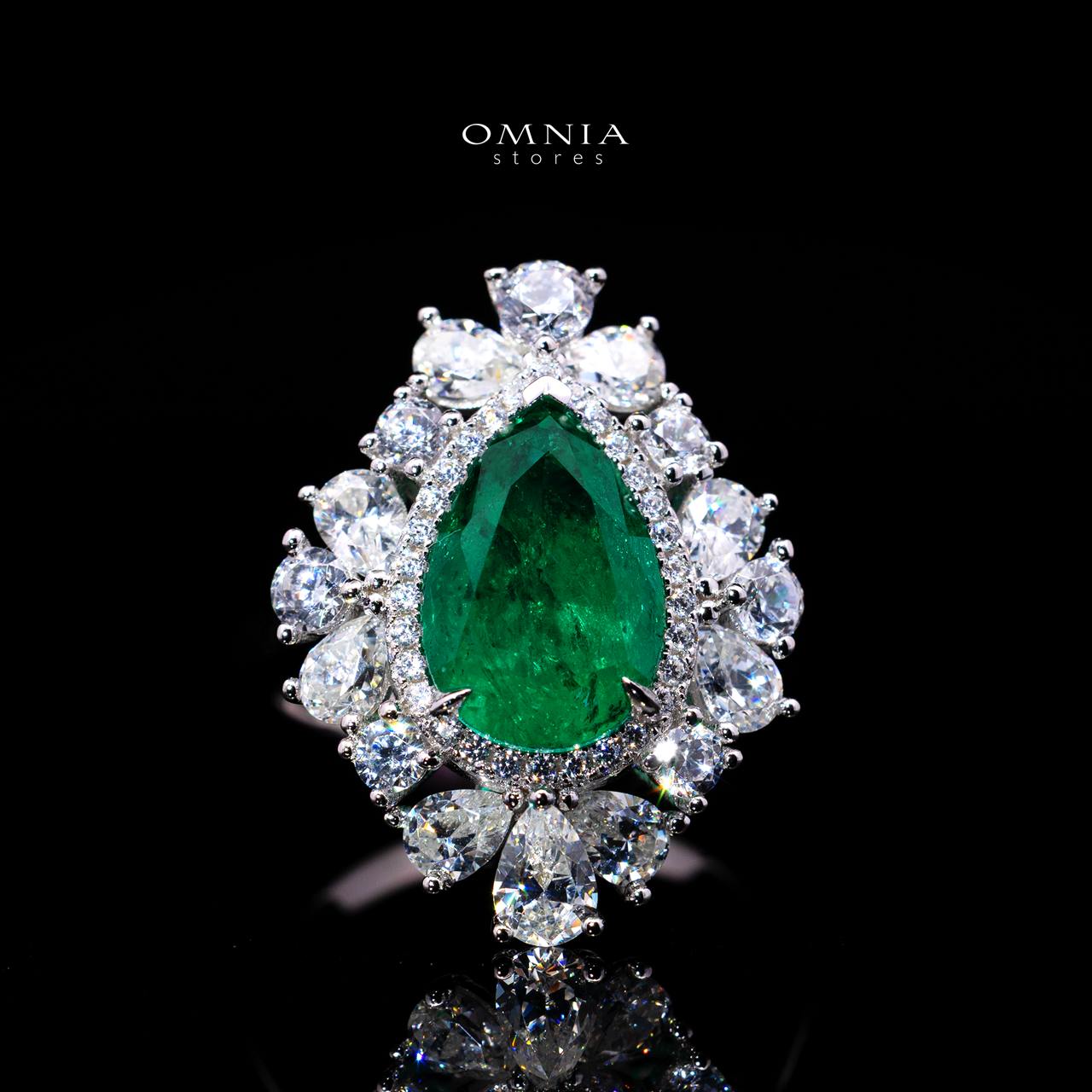 Destiny Green Ring with Certified Premium Simulated Diamonds in 925 Sterling Silver