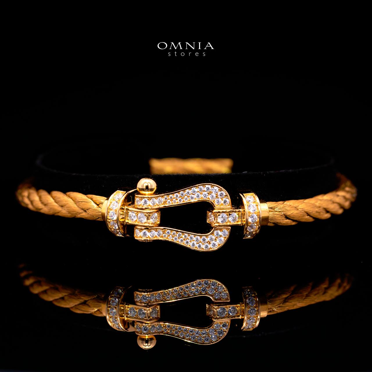Ayeisa Woven Gold-Plated Bracelet with Certified High-Quality Premium Simulated Diamonds in 925 Sterling Silver