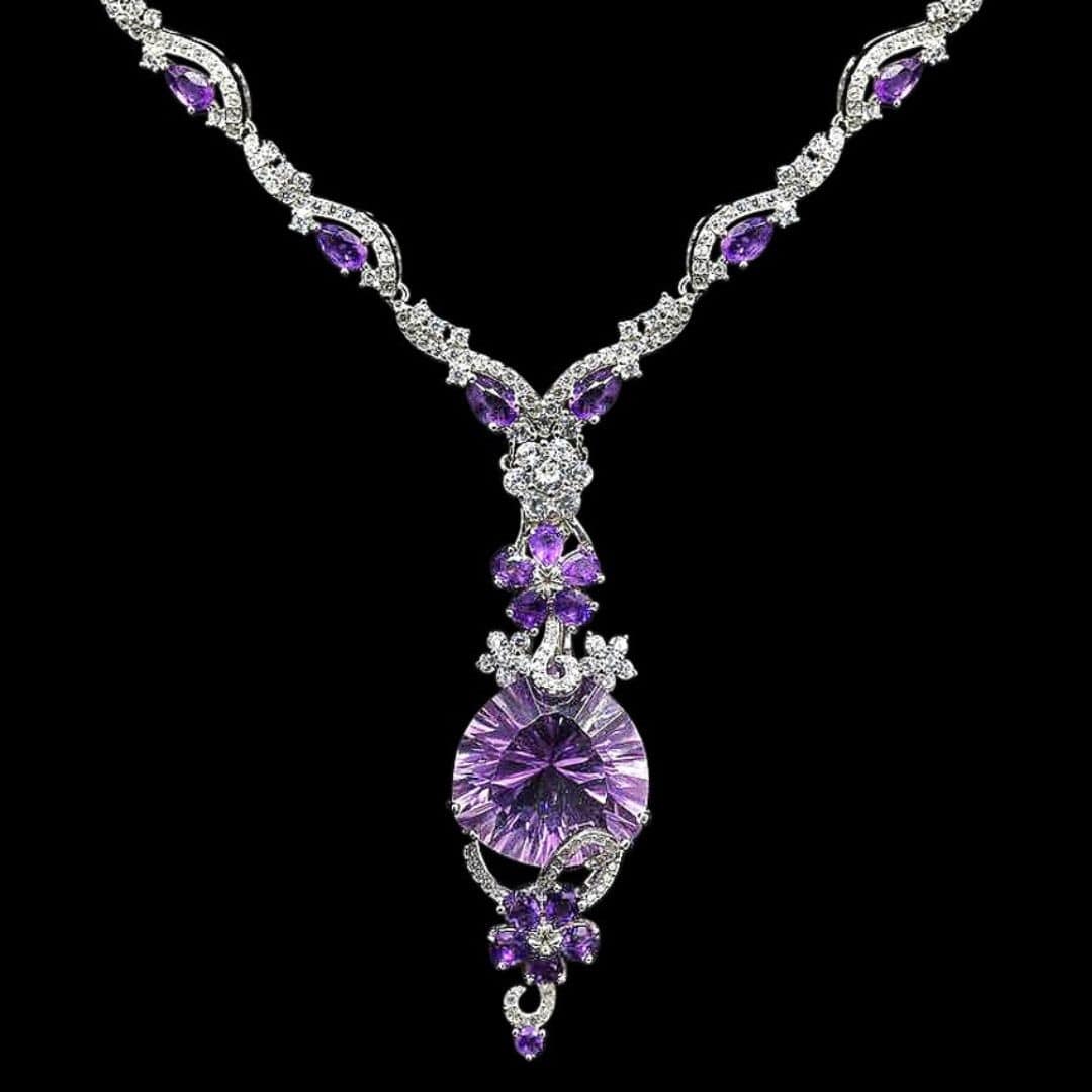 Omnia Hafsa Necklace in 92.5 Silver High Quality Amethyst stone - OMNIASTORES UAE