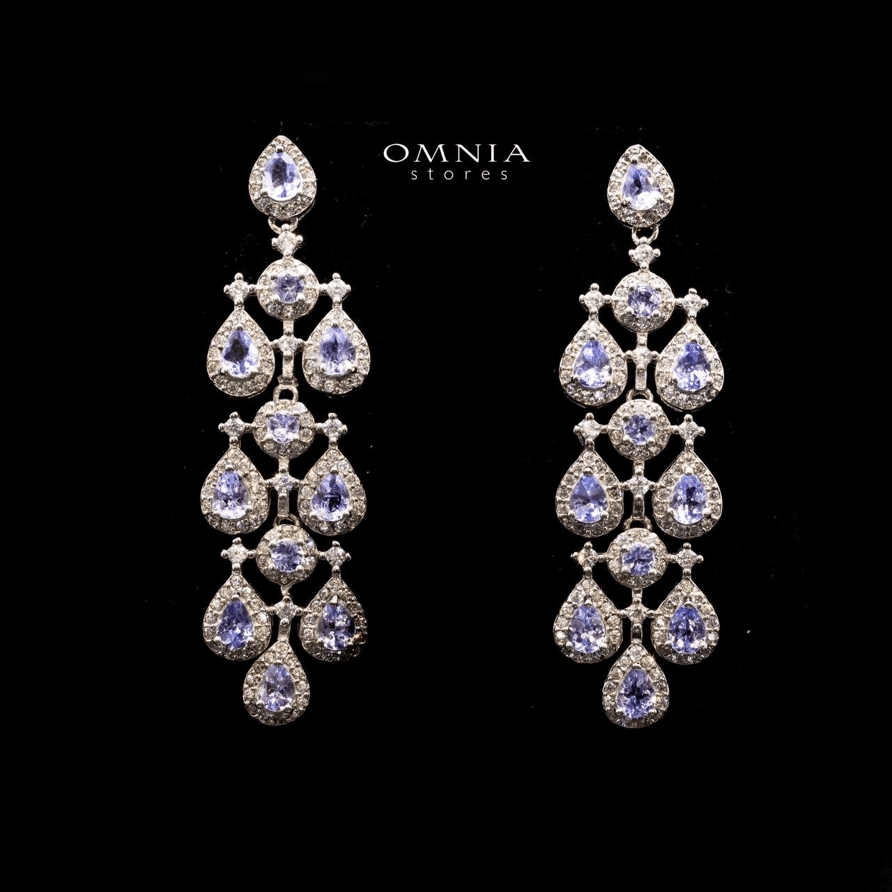 Omnia Aryam Chandelier Earrings In 925 Silver High Quality Tanzanite Stone - OMNIASTORES UAE
