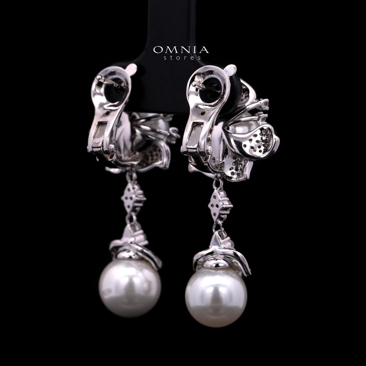 Ziyu Pearl Clip-On Earrings in 925 Sterling Silver with Premium Cubic Zirconia