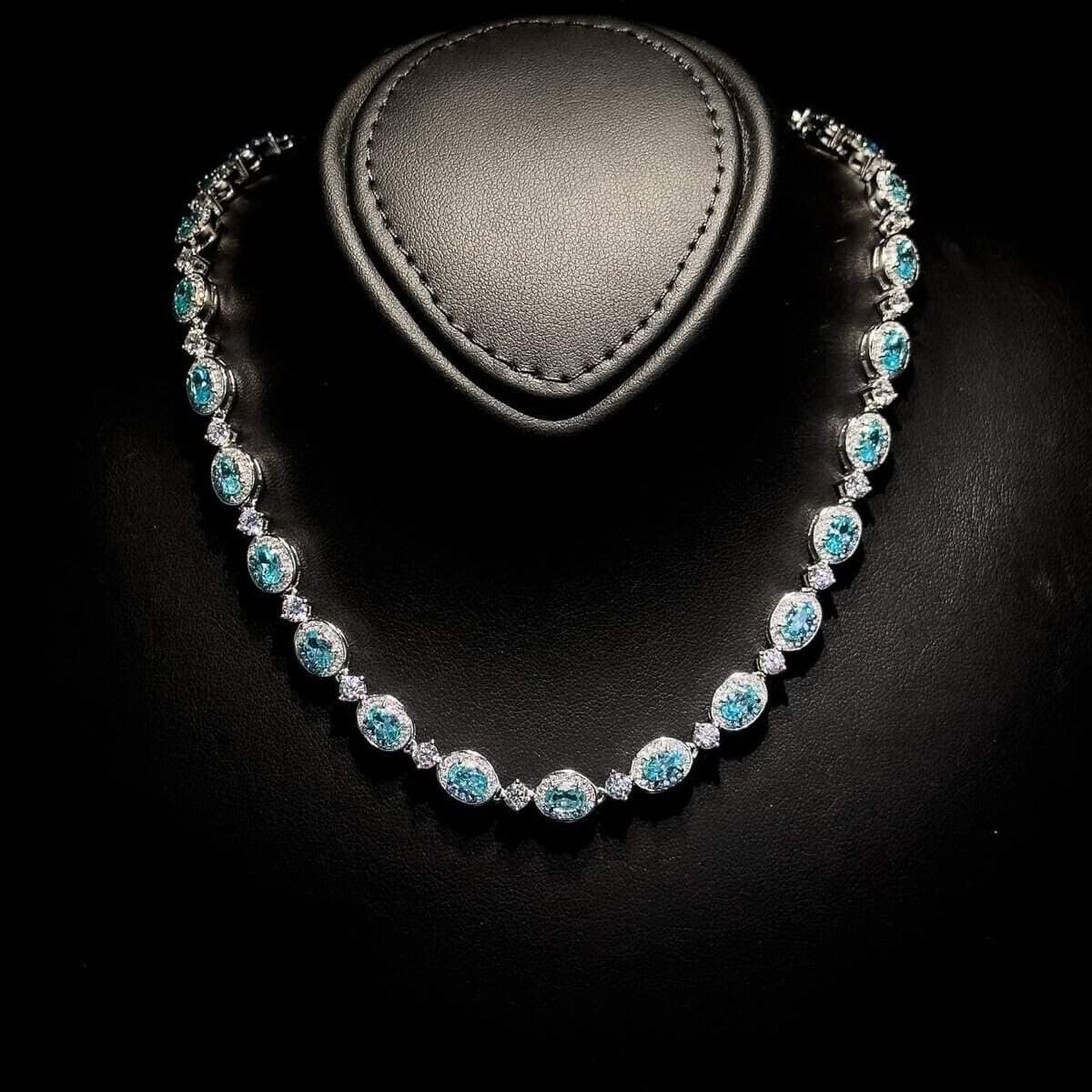 Omnia Asiya Sky Blue Necklace 92.5 Silver In High Quality Simulated diamonds - OMNIASTORES UAE