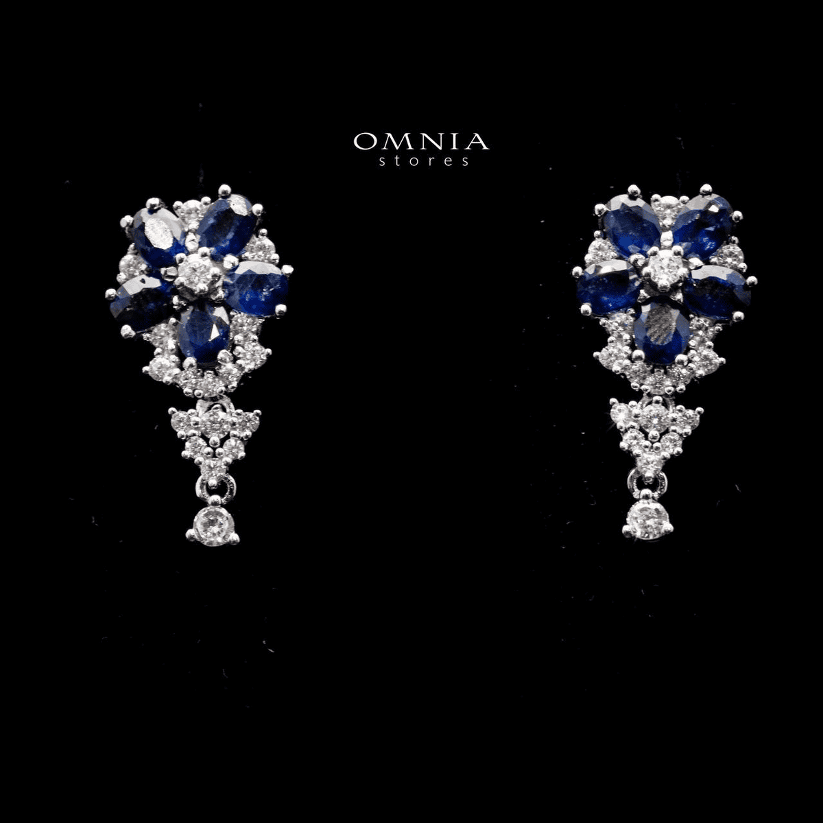 Omnia Fate Stud Earrings In 92.5 Silver High Quality London Blue Topaz - OMNIASTORES UAE