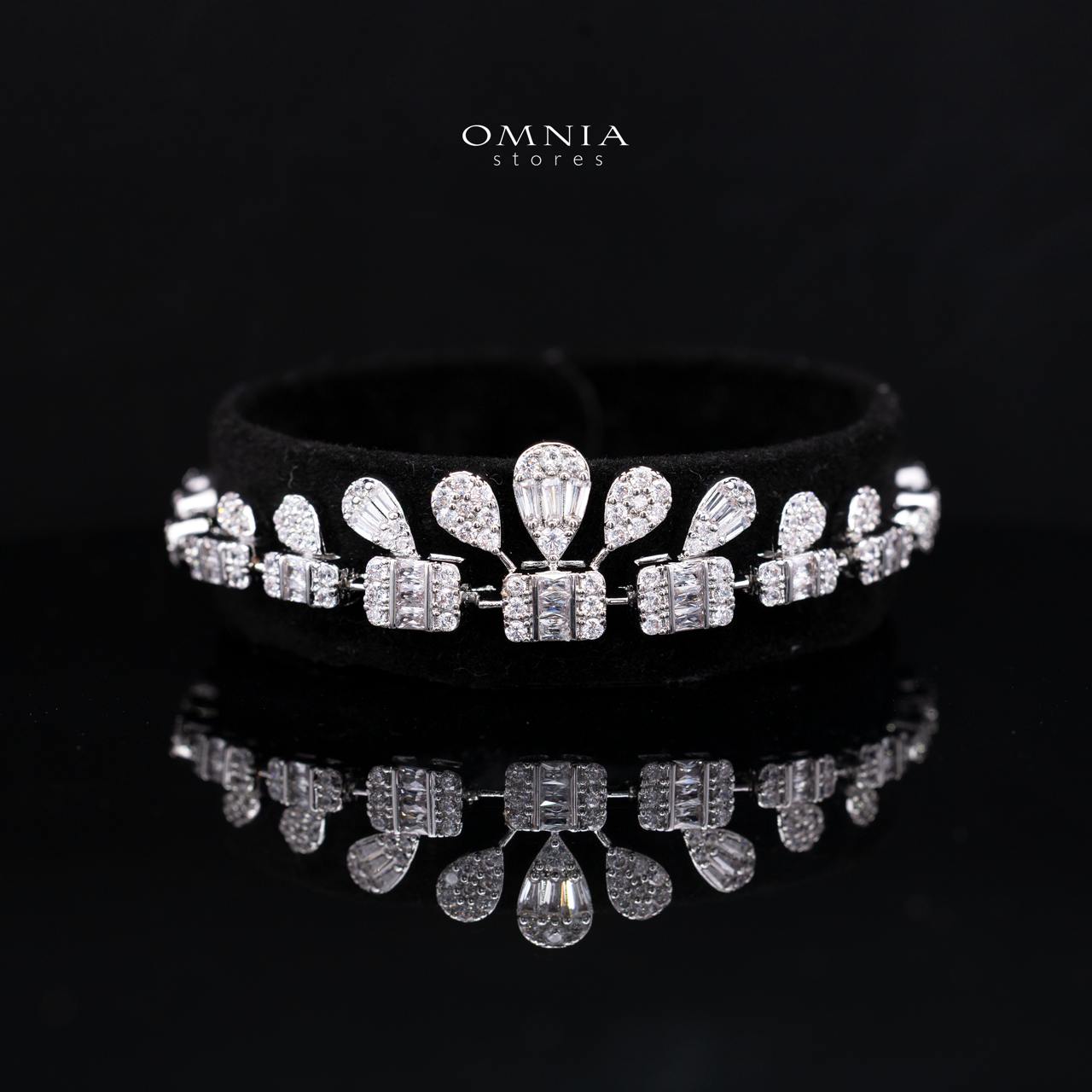 Zahida Elegant White Cascading Tassel Chandelier Bridal Full Set with Premium Zircon Stones, Rhodium-Plated Finish