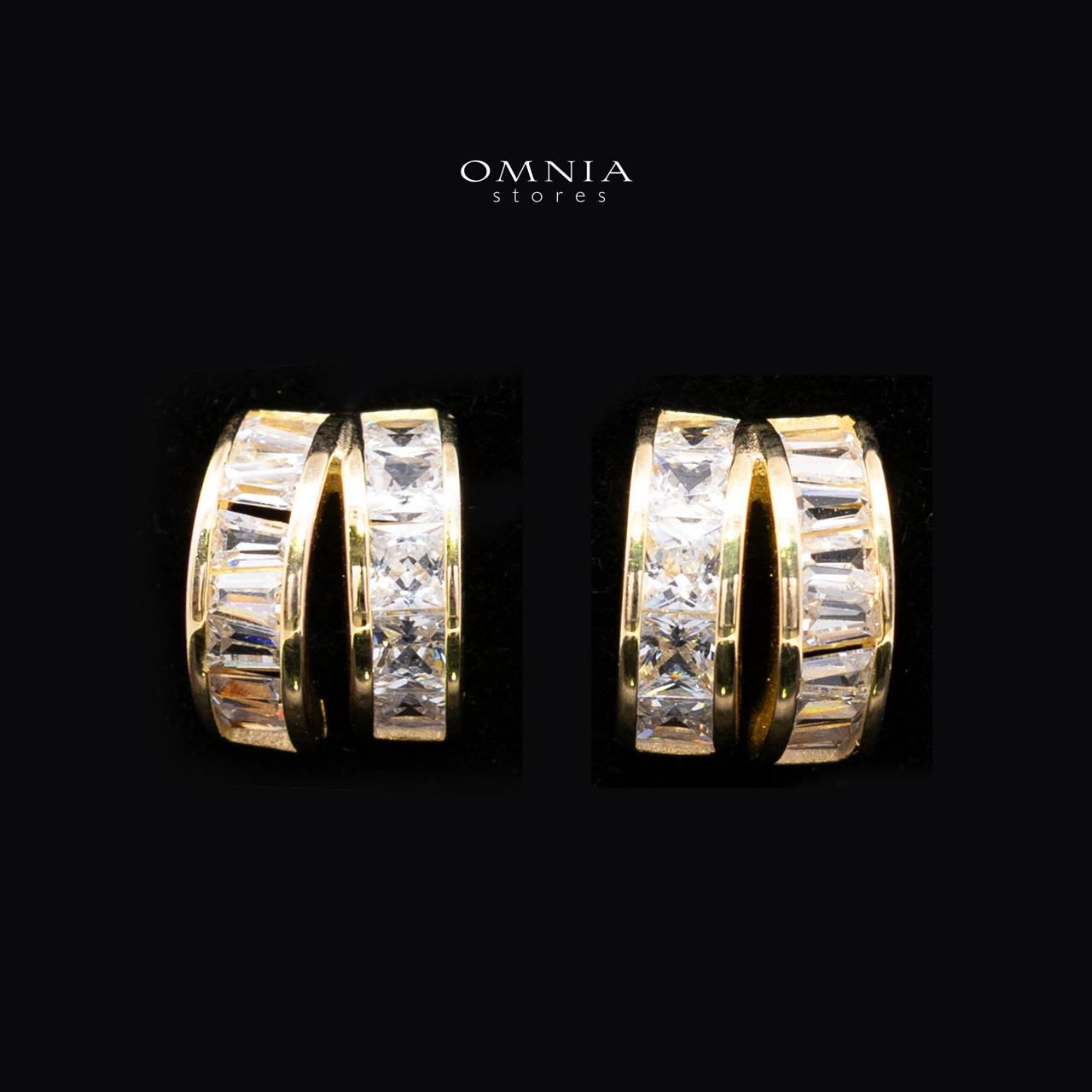 Zhalia Gold Hoop Necklace and Earrings Set in 925 Sterling Silver with Premium Cubic Zirconia