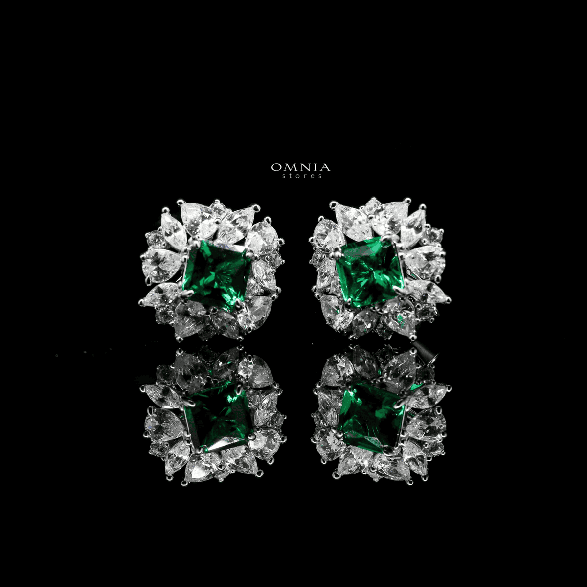 Omnia bassant Earrings In 92.5 Silver High Quality Simulated Diamonds - OMNIASTORES UAE