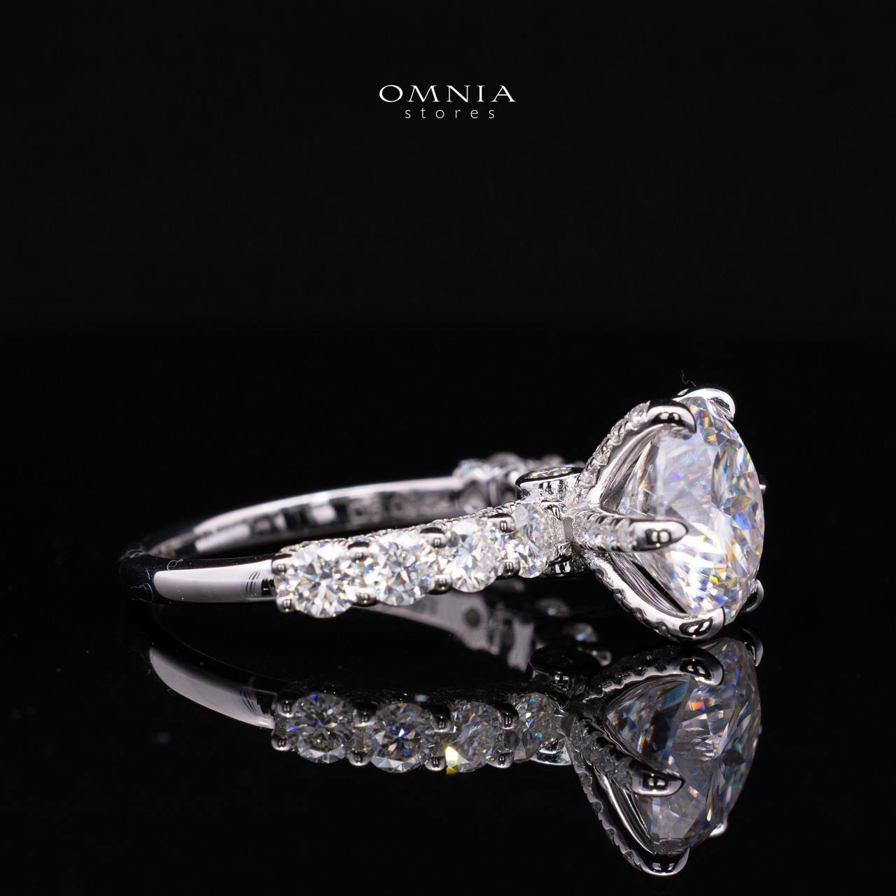 Fidaa White Moissanite Round Cut Ring GRA Certified in High Quality 925 Silver 11mm 5ct