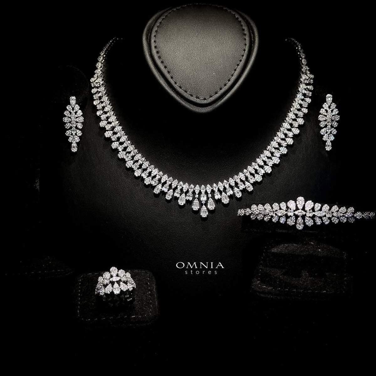 Omnia Elaf White Bridal Full Set in High Quality Zircon Stone in Rhodium Plated - OMNIASTORES UAE