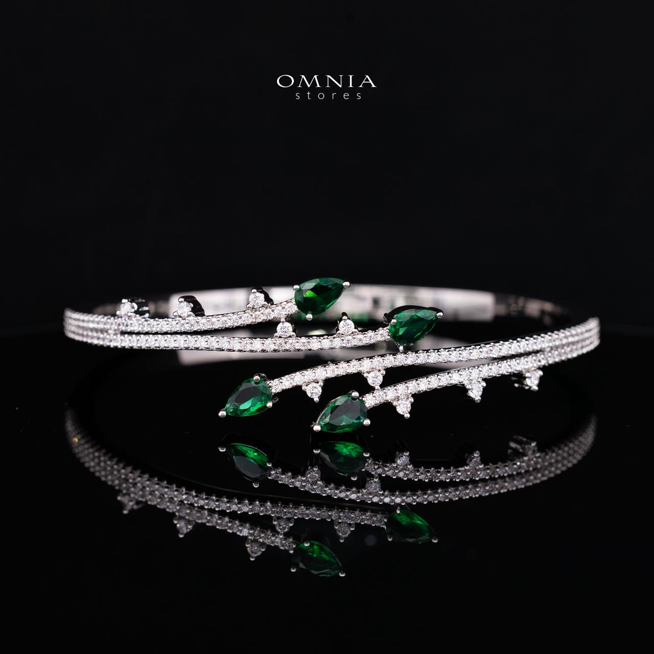 Yuliana Luxury Green Bridal Full Set with High-Quality Premium Zircon Stones, Rhodium-Plated