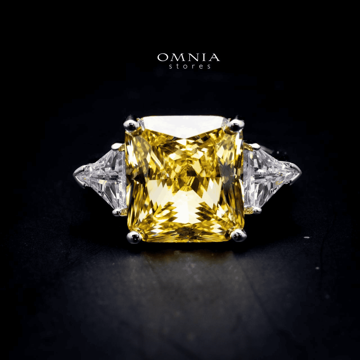 Omnia Adelina Yellow Ring 1.25 Carat Ring 92.5 Silver in High Quality Simulated Diamonds - OMNIASTORES UAE