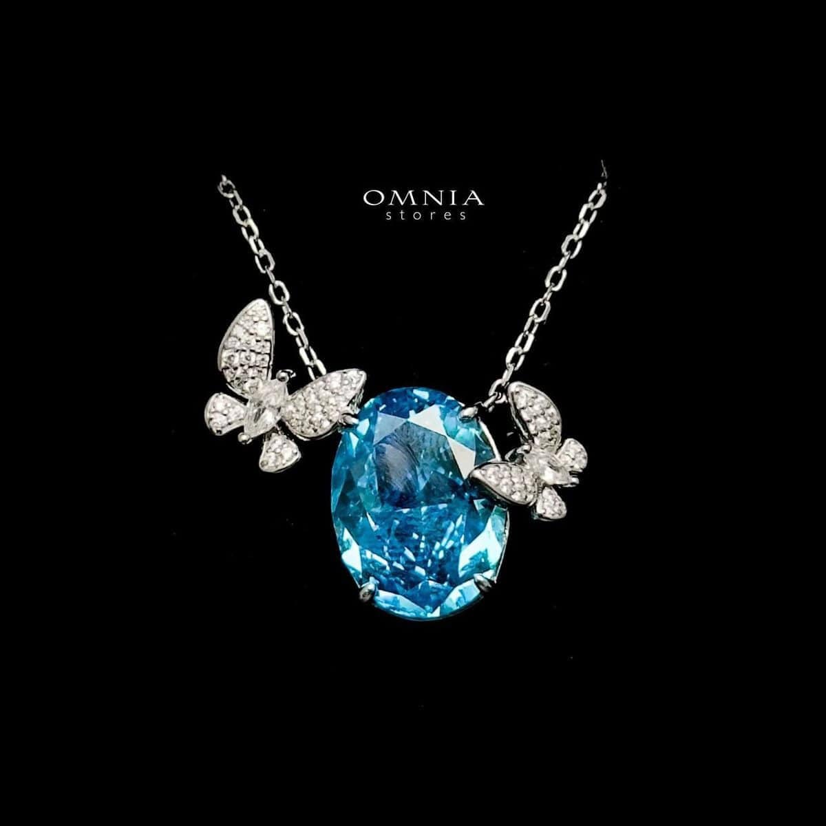 Omnia Maysun Baby Blue Necklace in 92.5 Silver with High Quality Simulated Diamonds - OMNIASTORES UAE