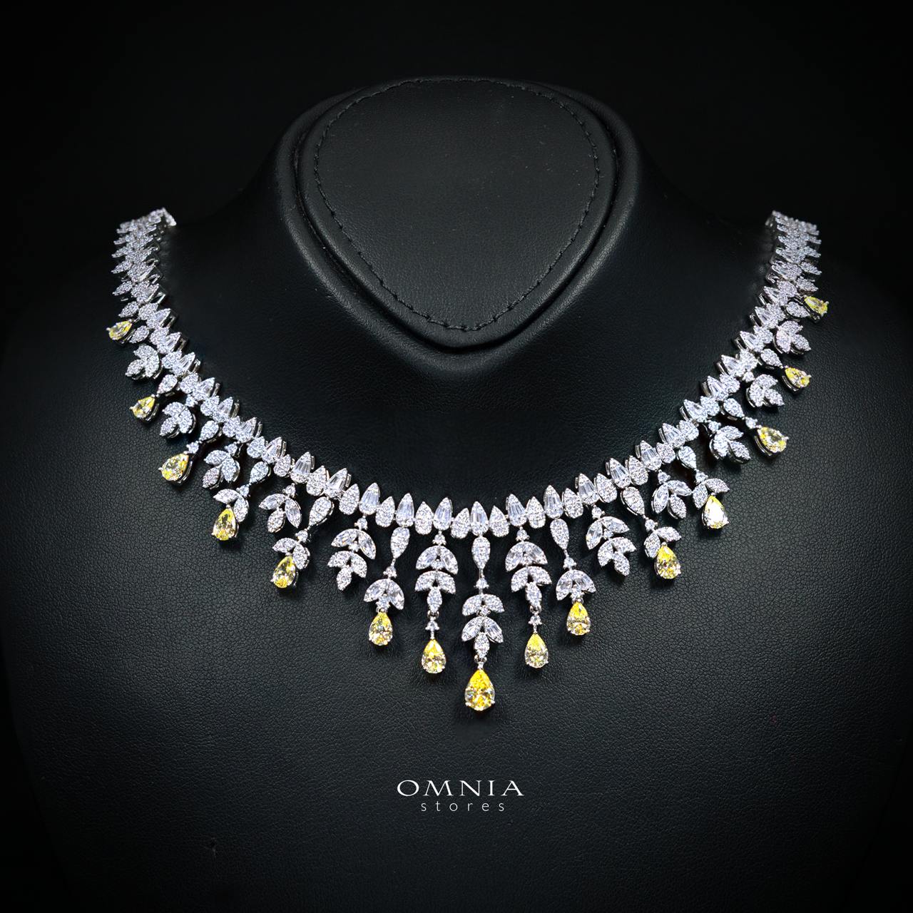 Aylara Yellow Luxury Bridal Full Jewelry Set with High-Quality Premium Simulated Diamonds