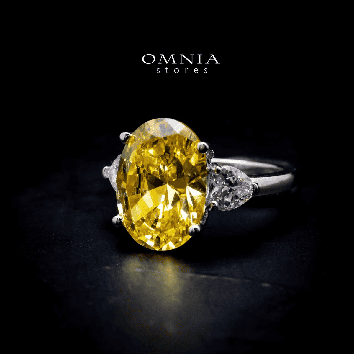 Omnia Adriana Yellow 1.0 Carat Ring In 92.5 Silver High Quality Simulated Diamonds - OMNIASTORES UAE