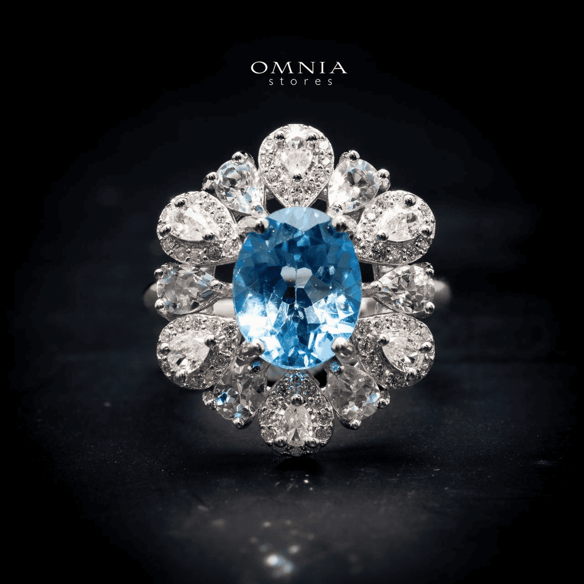Omnia Walaa Ring In 92.5 Silver High Quality London Blue Topaz - OMNIASTORES UAE