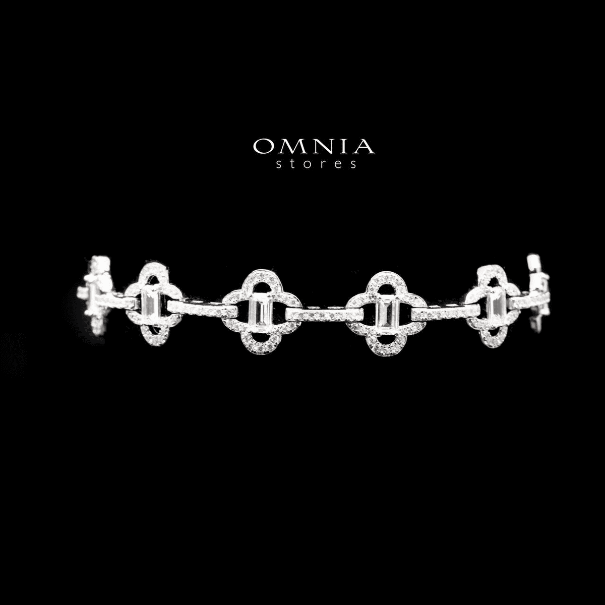 Omnia Amna White Bracelet in 92.5 Silver High Quality Simulated diamonds - OMNIASTORES UAE