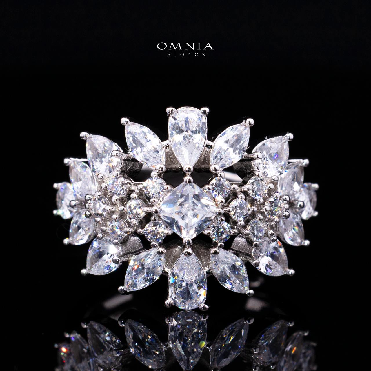 Haneeza White Luxury Bridal Full Set with High-Quality Simulated Diamonds, Rhodium Plated