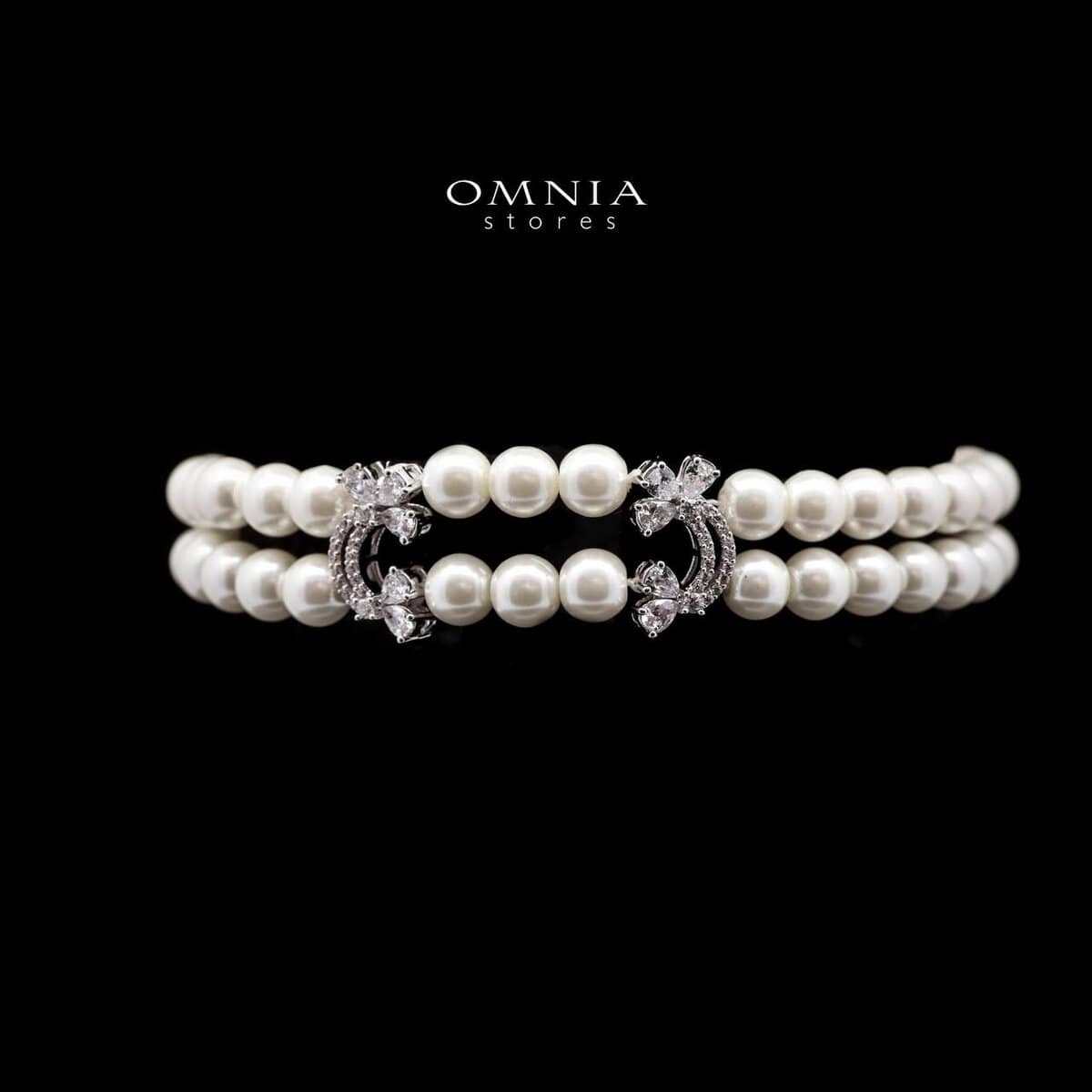 Omnia Sahar Multi-Layer Pearl Bridal Full Set with High Quality Simulated Diamond