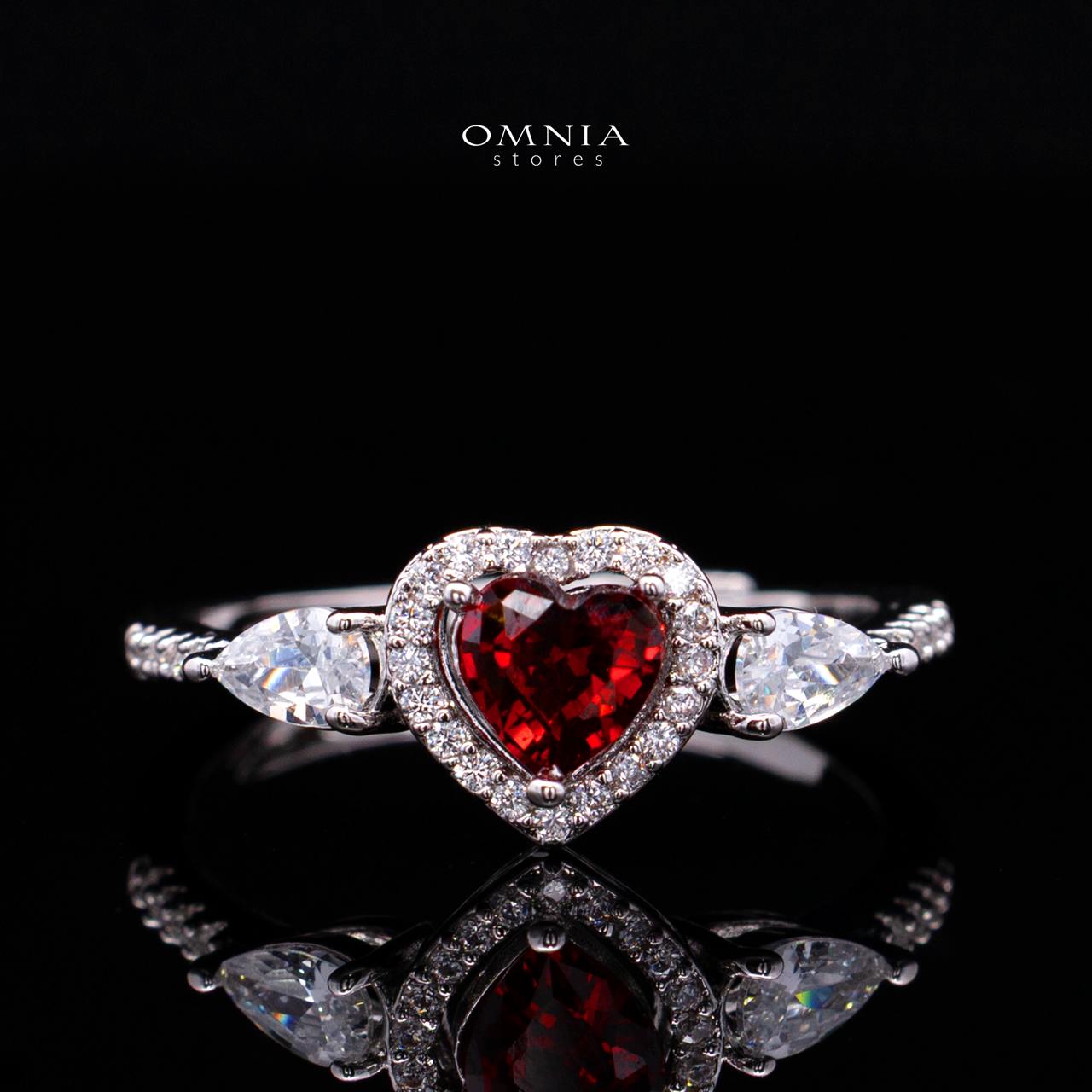Talina Red Luxury Bridal Full Jewelry Set with High-Quality Premium Simulated Diamonds-Rhodium-Plated