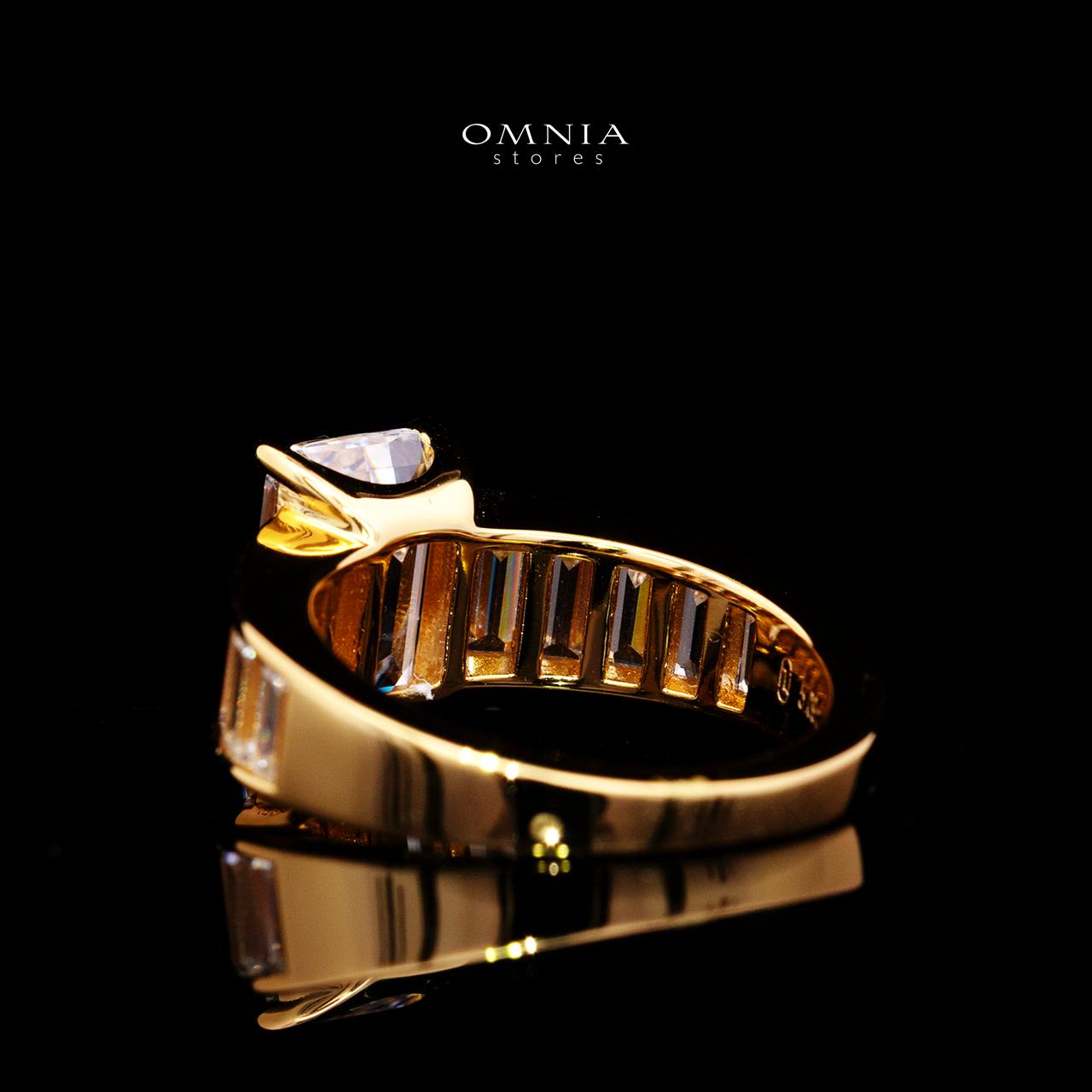 Elisse Gold-Plated Ring with Certified Premium Simulated Diamonds in 925 Sterling Silver