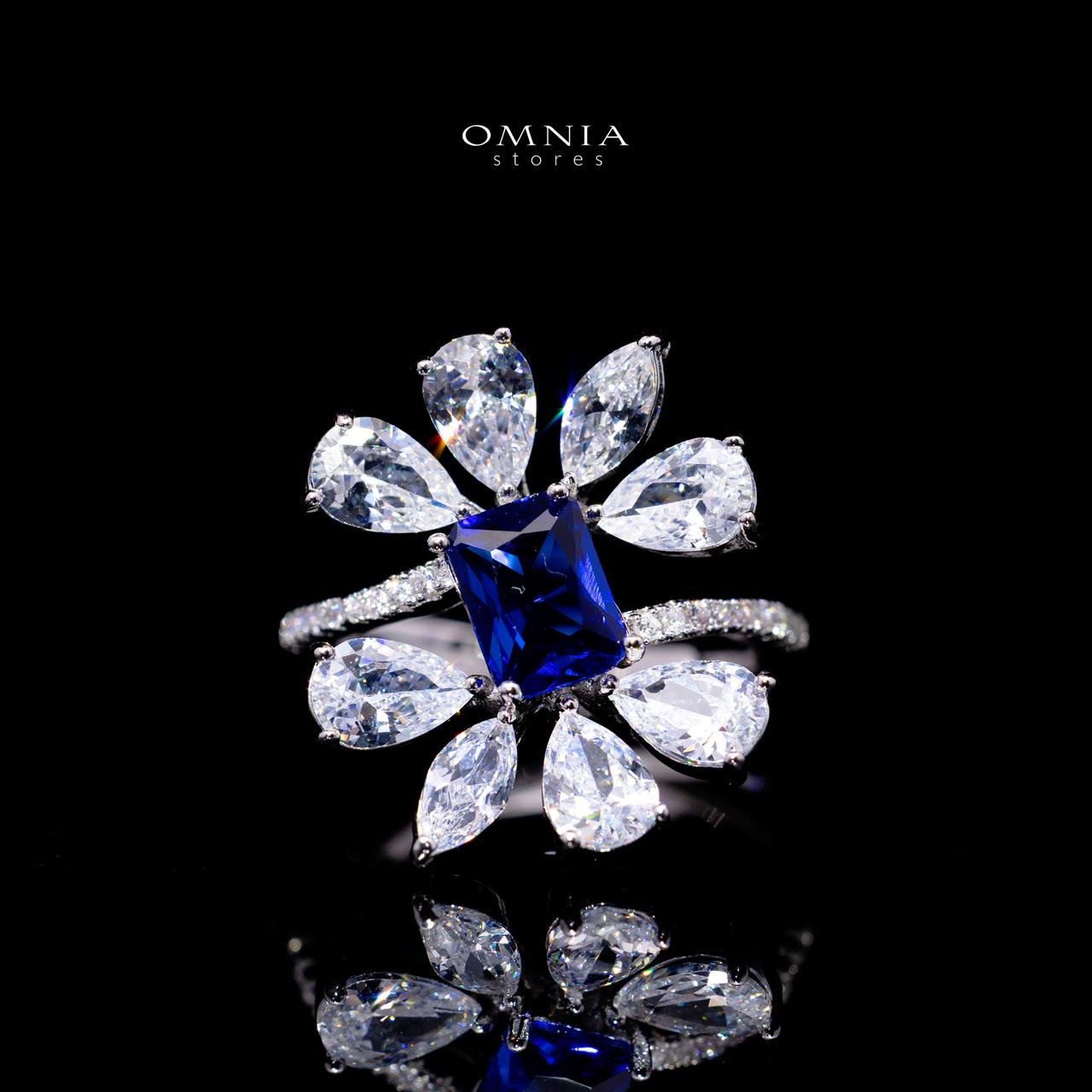Rizza Blue Luxury Bridal Full Set with High-Quality Simulated Diamonds – Rhodium Plated