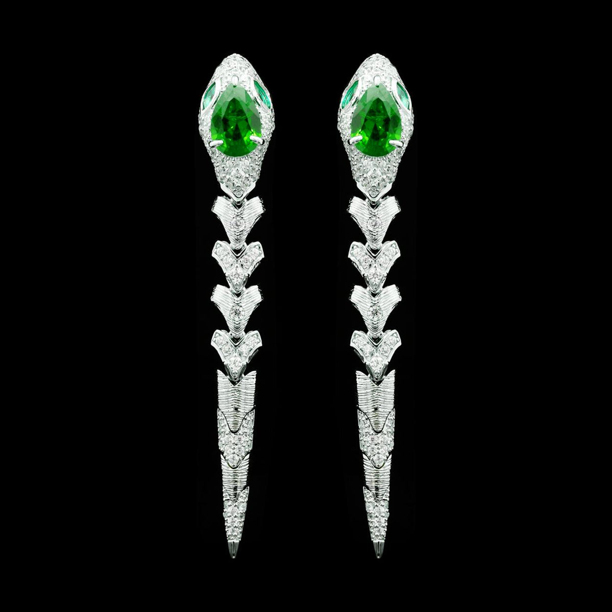 Adriana Green Luxury Bridal Full Set with High-Quality Zircon Stones Rhodium Plated