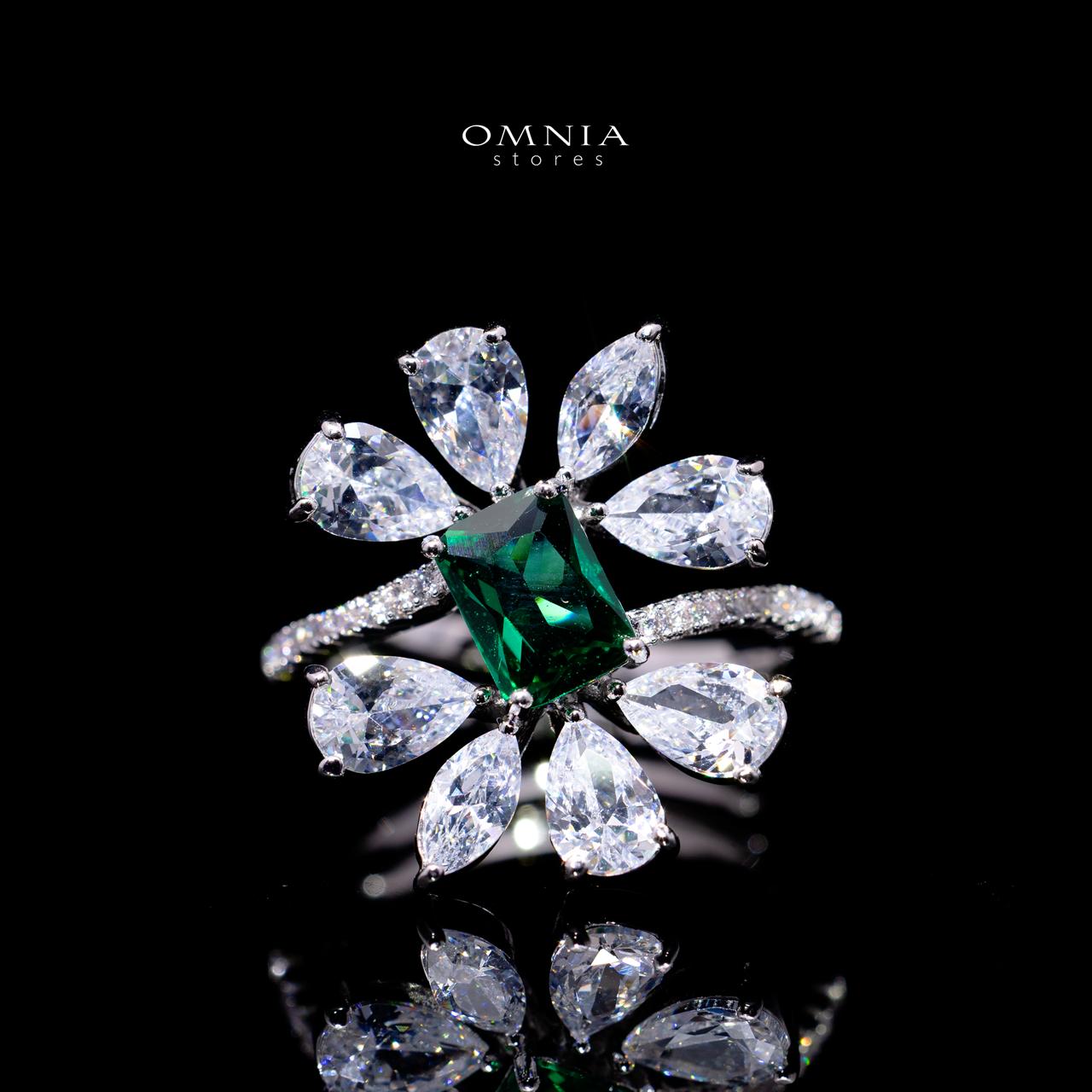 Rizza Green Luxury Bridal Full Set with High-Quality Simulated Diamonds – Rhodium Plated