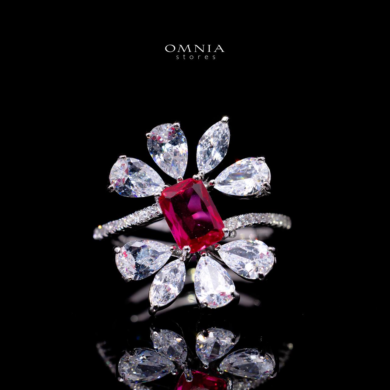 Rizza Ruby Red Luxury Bridal Full Set with High-Quality Simulated Diamonds – Rhodium Plated