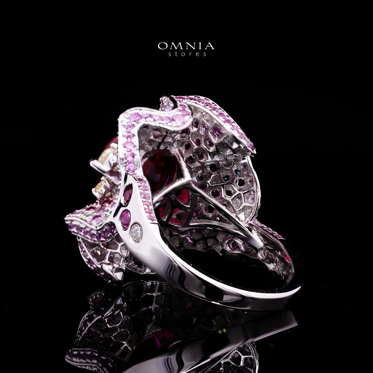Catriona Red Ring with Certified High-Quality Premium Simulated Diamonds in 925 Sterling Silver
