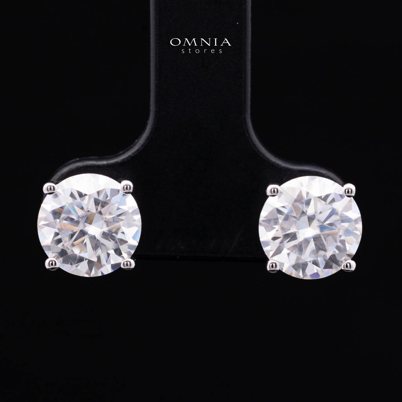 Gloria White Moissanite Solitaire Stud Earrings with GRA Certificate – RD 8mm (2ct), Rhodium-Plated 925 Sterling Silver