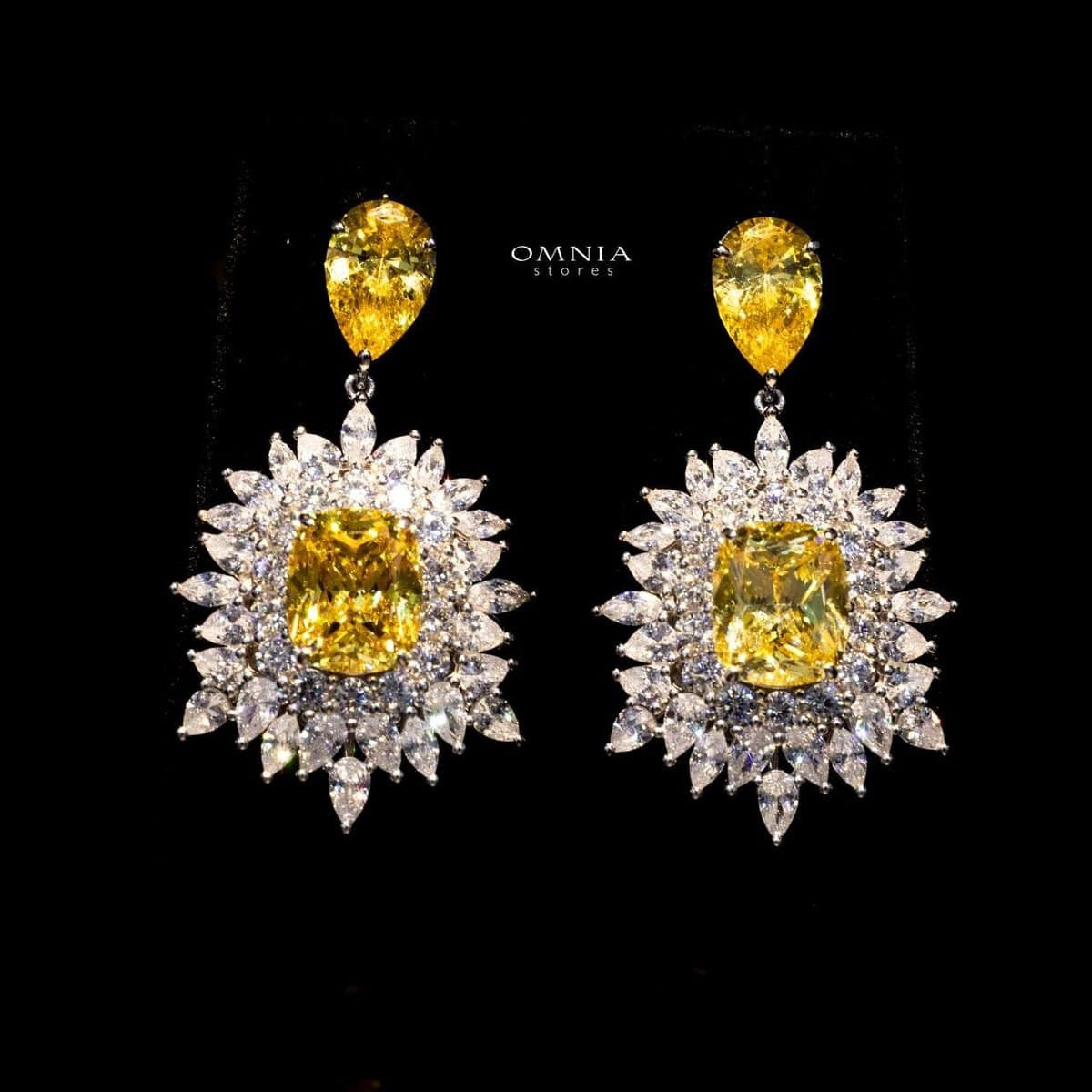 Omnia Thalia Yellow Earring in 92.5 Silver High Quality Simulated diamonds - OMNIASTORES UAE